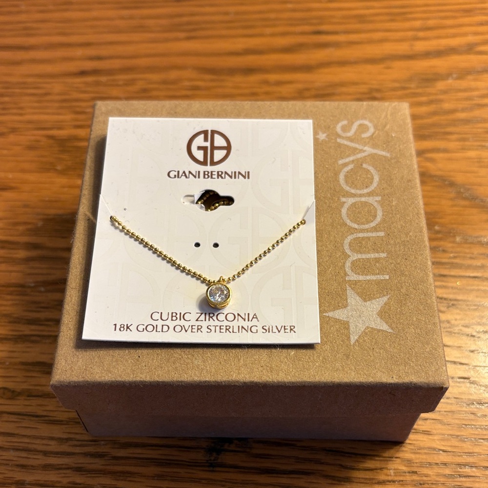 Giani Bernini Gold Necklace with Cubic Zirconia Pendant